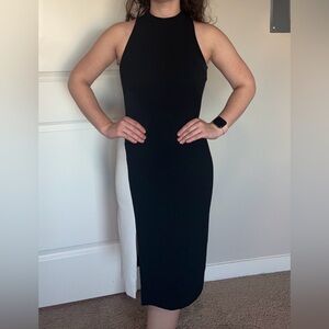White House Black Market Halter Black & White Dress Size 00